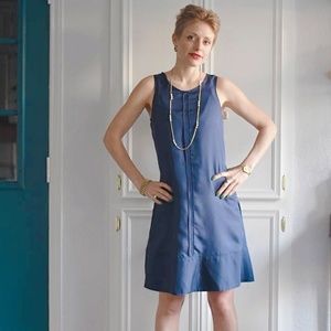 RAG & BONE Navy Drop Waist Silk Midi Dress